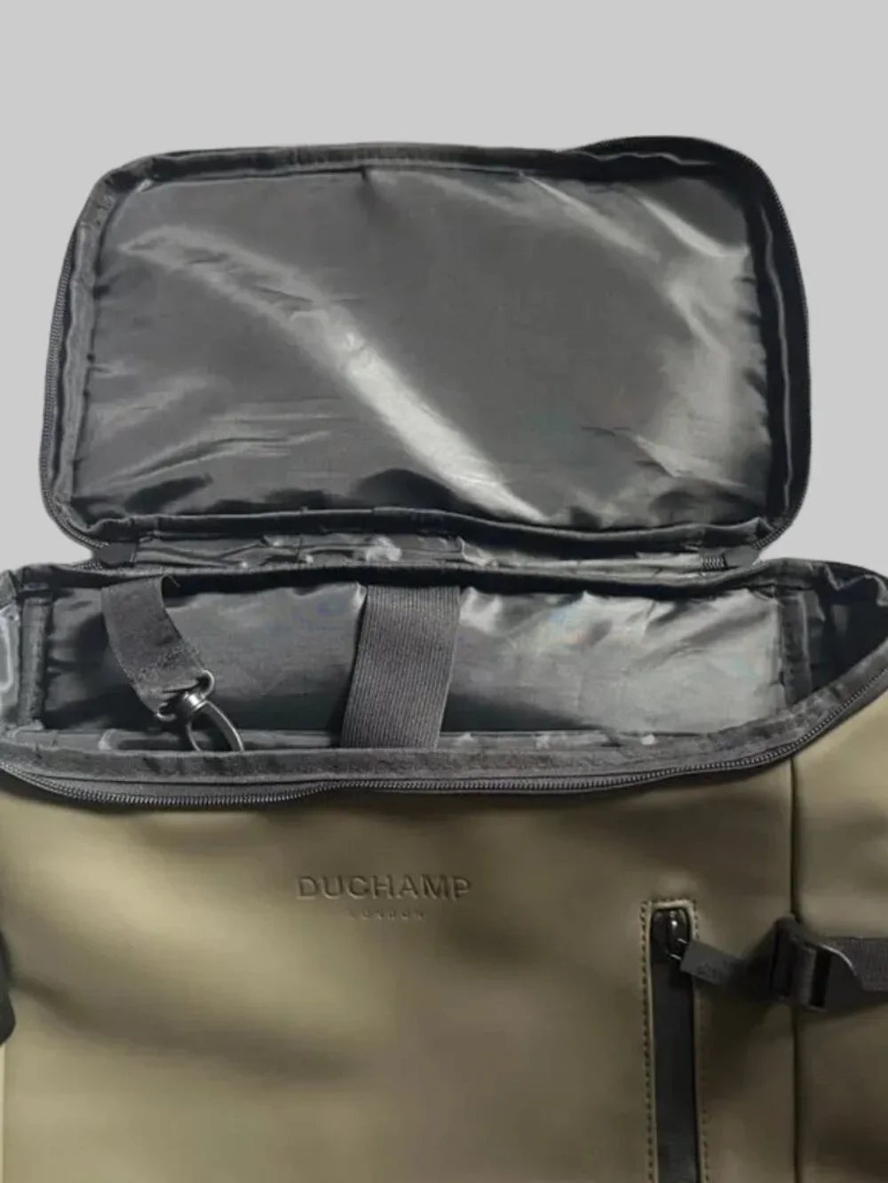 Duchamp London Waterproof Roll-Top Laptop Backpack Taupe Beige Commuter Travel B